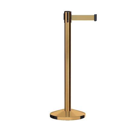 Montour Line Stanchion Belt Barrier Sat.Brass Post 11ft. Lt BrwnBelt ES400-SB-LBN-110